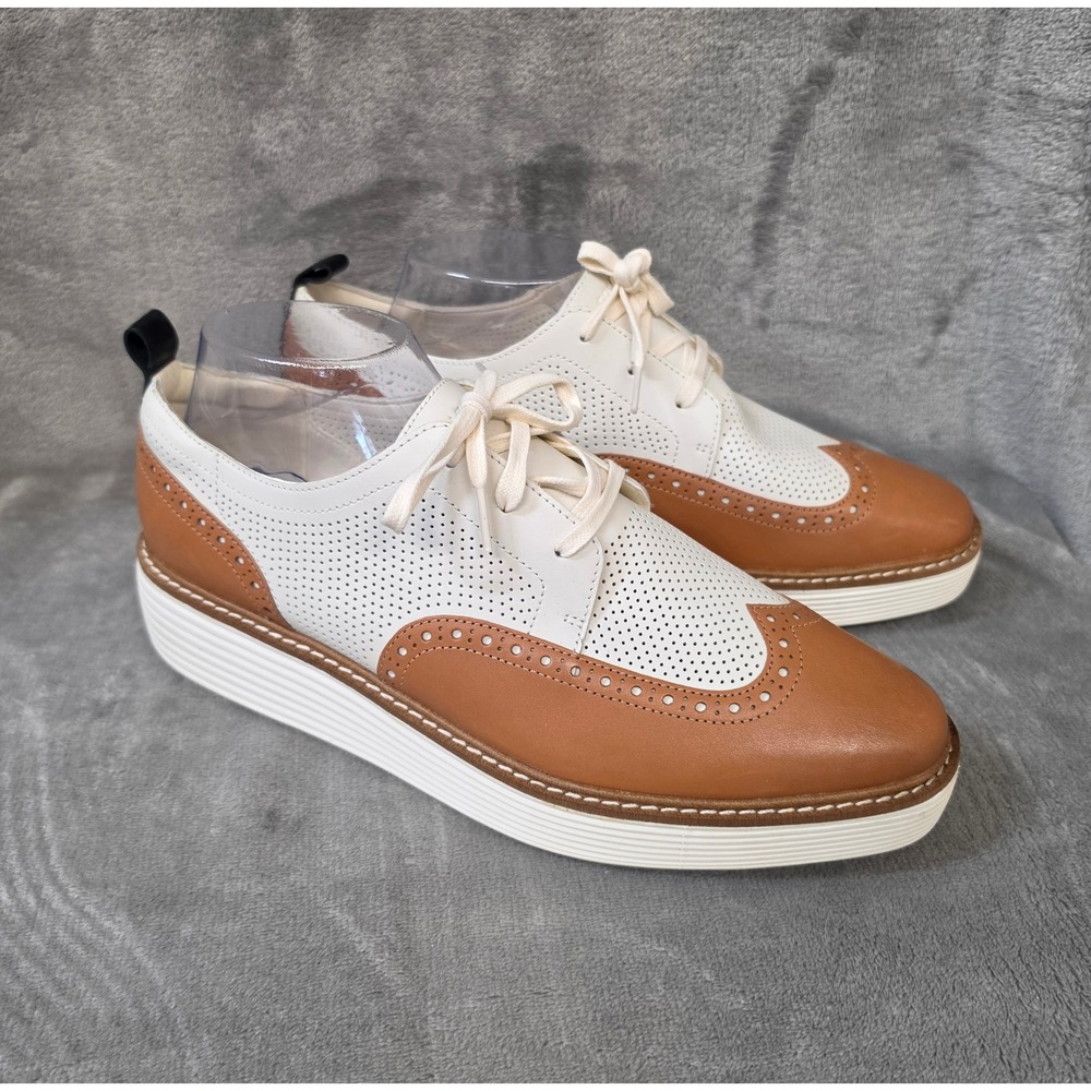 Cole Haan Grand Ambition Wingtip Oxford British Tan Ivory W28120 Mens 11B